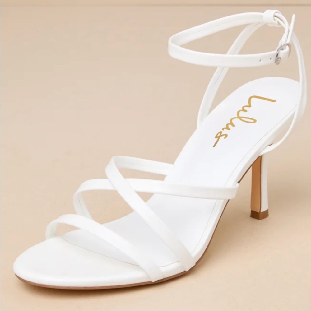 Lulus Sheriden White Strappy Heels NIB